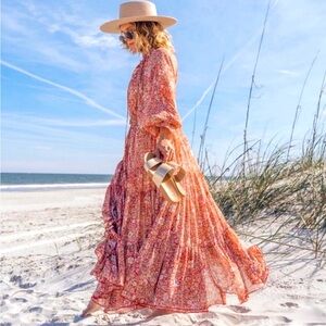 FREE PEOPLE Feeling Groovy Maxi boho Dress, SZ M, pink
